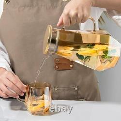 1.7 Liter/58oz Glass Pitcher with Lid Water Carafe Jug with Spout Handle for