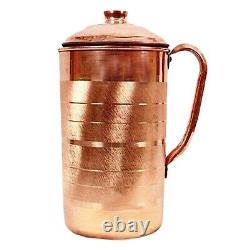 100% Pure Copper Water Storage Pitcher Jug 1500ml Serving Tableware Gifts 6 Pack