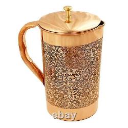 100% Pure Copper Water Storage Pitcher Jug 1500ml Serving Tableware Gifts 6 Pack