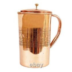 100% Pure Copper Water Storage Pitcher Jug 1500ml Serving Tableware Gifts 6 Pack