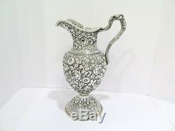 13.75 Sterling Silver A. G. Schultz & Co. Antique c 1899 Repousse Water Pitcher