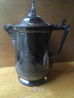 13 Antique 1854 Reed & Barton Silver Plate Etched Ice Water Neptune Pitcher