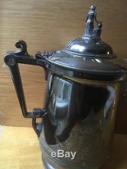 13 Antique 1854 Reed & Barton Silver Plate Etched Ice Water Neptune Pitcher