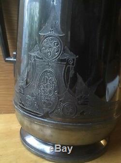 13 Antique 1854 Reed & Barton Silver Plate Etched Ice Water Neptune Pitcher