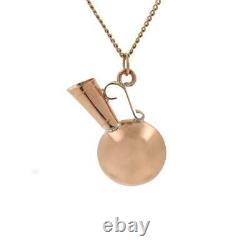 14K Rose Gold Ewer Water Jug Pitcher Puffed Charm Pendant 3-D Vintage Estate 1