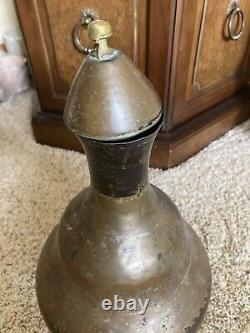 17 Middle Eastern Handcrafted Dovetail Copper on Tin Lidded Water Jug Pitcher