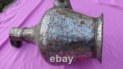 17 Turkish Handcrafted Copper Tin Lidded Water Jug Pitcher Primitive Hammered @