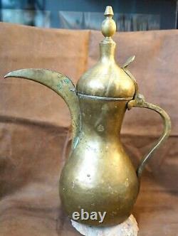 1800 Antique Ottoman Islamic ibrik Water Ewer Pitcher Jug Teakettle Brass Tombak