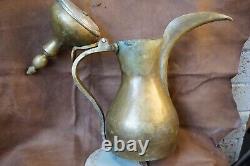 1800 Antique Ottoman Islamic ibrik Water Ewer Pitcher Jug Teakettle Brass Tombak