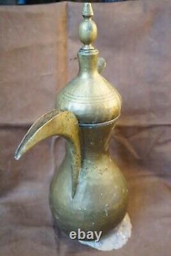 1800 Antique Ottoman Islamic ibrik Water Ewer Pitcher Jug Teakettle Brass Tombak