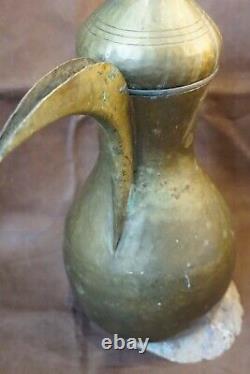 1800 Antique Ottoman Islamic ibrik Water Ewer Pitcher Jug Teakettle Brass Tombak