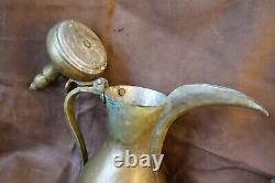 1800 Antique Ottoman Islamic ibrik Water Ewer Pitcher Jug Teakettle Brass Tombak