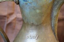 1800 Antique Ottoman Islamic ibrik Water Ewer Pitcher Jug Teakettle Brass Tombak