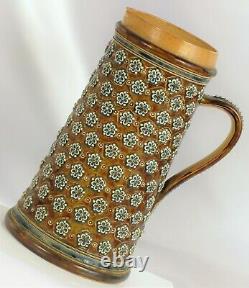 1878 DOULTON LAMBETH SIGNED WATER JUG PITCHER BEER STEIN TANKARD with SPOUT DAMAGE