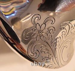 1895, Meriden Britannia Sterling Water Pitcher/jug Hand Chased Low Squat & Wide