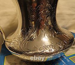 1895, Meriden Britannia Sterling Water Pitcher/jug Hand Chased Low Squat & Wide