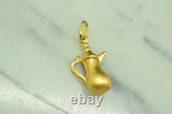 18K Yellow Gold Ancient Water Wine Jug Pitcher Lantern Pendant Charm 3-D