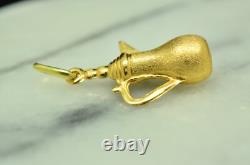 18K Yellow Gold Ancient Water Wine Jug Pitcher Lantern Pendant Charm 3-D
