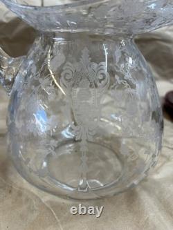1940s Cambridge glass crystal rose point etched Doulton water pitcher jug 76oz