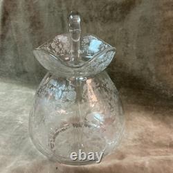 1940s Cambridge glass crystal rose point etched Doulton water pitcher jug 76oz