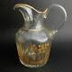 19c Bohemian Or Venetian Gilt Decorated Glass Water Pitcher Or Jug Minor Flaw