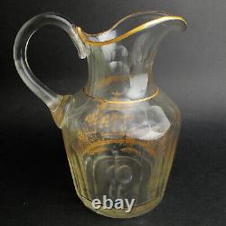 19c Bohemian or Venetian Gilt Decorated Glass Water Pitcher or Jug Minor Flaw