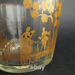 19c Bohemian or Venetian Gilt Decorated Glass Water Pitcher or Jug Minor Flaw