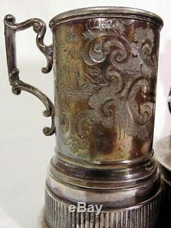 19th C Antique Silver Plate Quadrupleplate Tilting Insulated Pot Pitcher Water