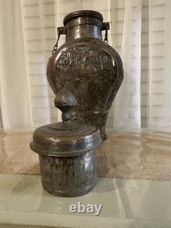 19th C Handmade 14 copper pitcher, Camel Canteen Water Vessel Jug Middle East 19th C Handmade 14 copper pitcher, Camel Canteen Water Vessel Jug Middle East