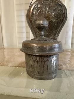 19th C Handmade 14 copper pitcher, Camel Canteen Water Vessel Jug Middle East