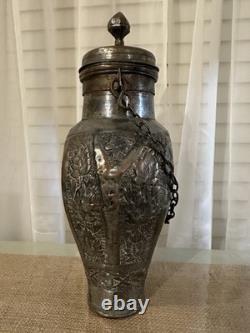 19th C Handmade 14 copper pitcher, Camel Canteen Water Vessel Jug Middle East