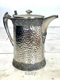 19th CENTURY water pitcher MERIDEN BRITANNIA 10 Double Walled Enamel Inside