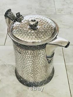 19th CENTURY water pitcher MERIDEN BRITANNIA 10 Double Walled Enamel Inside