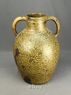 19th Century French Green Glazed Stoneware 16 1/2 Water/Wine Flagon Jug