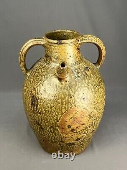 19th Century French Green Glazed Stoneware 16 1/2 Water/Wine Flagon Jug