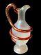 19th Century Water Jug Pitcher With Ruby Serpent Bohemian Frosted Glass