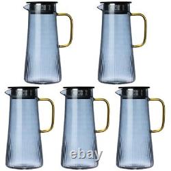 1Pc Striped Glass Water Pitcher Water Kettle Tea Pot Water Jug Assorted