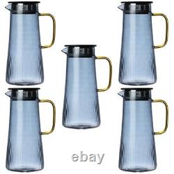 1Pc Striped Glass Water Pitcher Water Kettle Tea Pot Water Jug Assorted