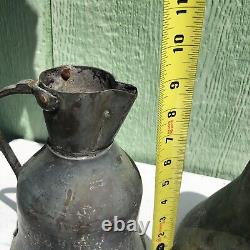 (2) Middle Eastern Turkish Antique Handcrafted Copper Water Pitcher Jug