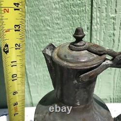 (2) Middle Eastern Turkish Antique Handcrafted Copper Water Pitcher Jug