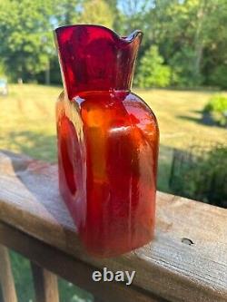 3 Vintage BLENKO #384 Water Bottle Tangerine, HTF Cranberry, Mystery Blue