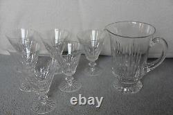 32 oz Jug / Pitcher & 6 Waterford Cut Crystal EILEEN Water Flared Goblets