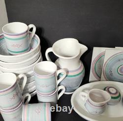 40pc 8 Place Settings CALECA MARINA LAVENDER BLUE plates Bowls Mug Cups Serving