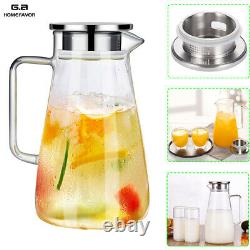 52 Ounces Glass Pitcher with Lid Heat-resistant Water Jug for Hot/Cold Water Tea