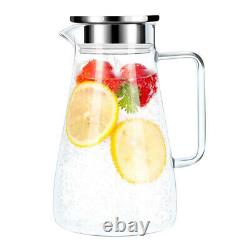 52 Ounces Glass Pitcher with Lid Heat-resistant Water Jug for Hot/Cold Water Tea