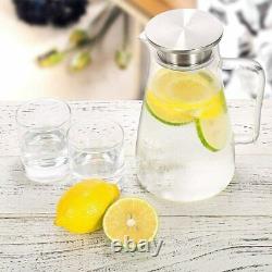 52 Ounces Glass Pitcher with Lid Heat-resistant Water Jug for Hot/Cold Water Tea