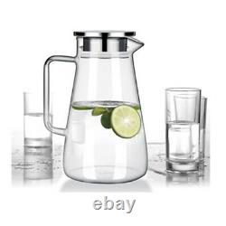 52 Ounces Glass Pitcher with Lid Heat-resistant Water Jug for Hot/Cold Water Tea