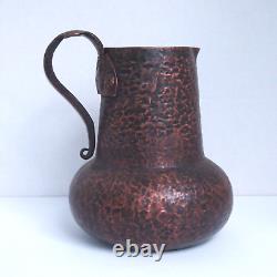 6 Hand Hammered Copper Pitcher Handmade Water Jug Heavy Thick Walls