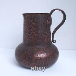 6 Hand Hammered Copper Pitcher Handmade Water Jug Heavy Thick Walls