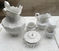 6 Pc Champion Antique Water Pitcher With Cream And Sugar Vessels And More